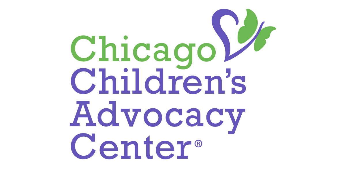 Chicago Children's Advocacy Center logo, purple and green heart